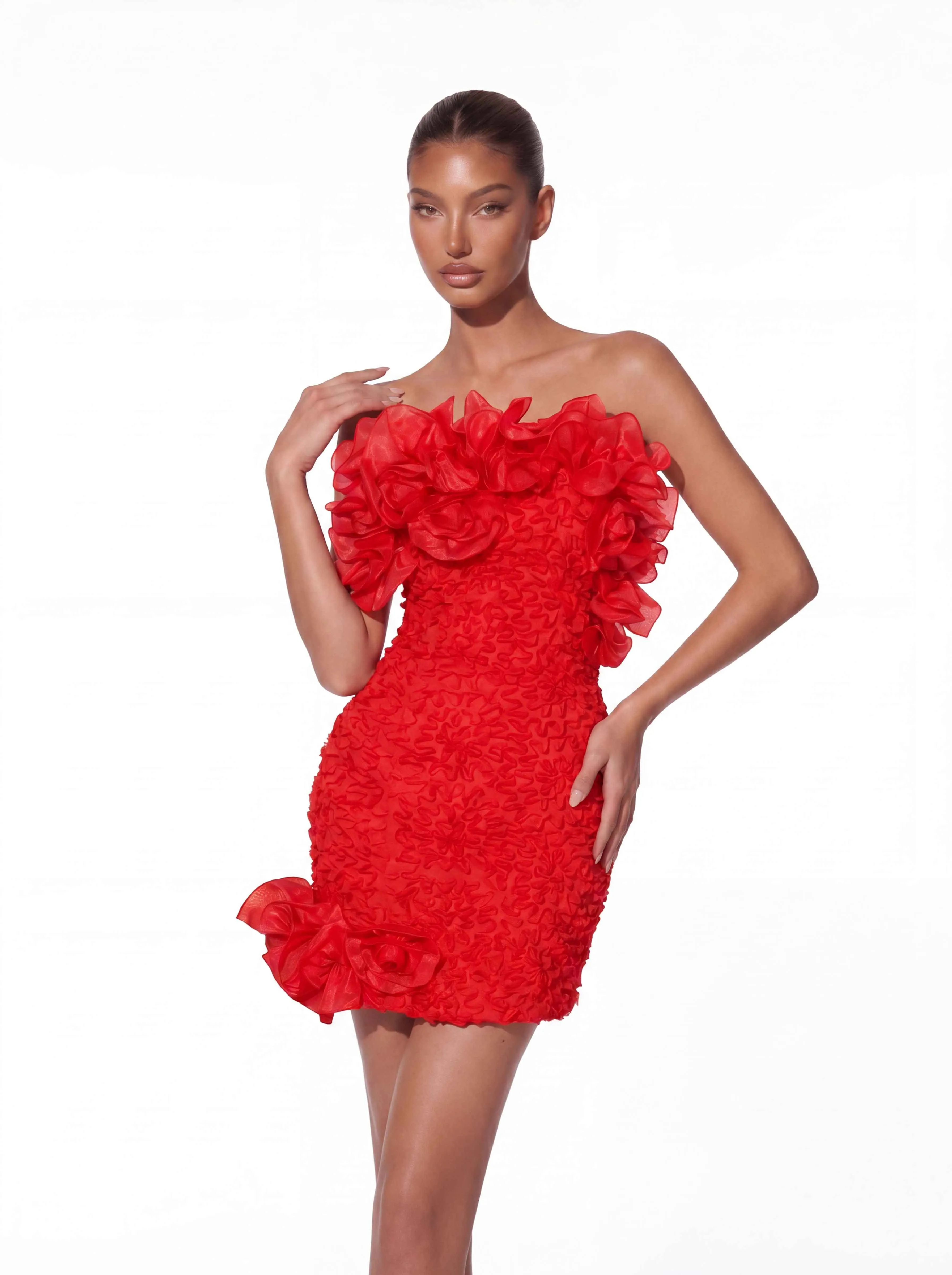 Fyndoric Strapless Flower Mini Dress sold by Mew Mews product image thumbnail 2