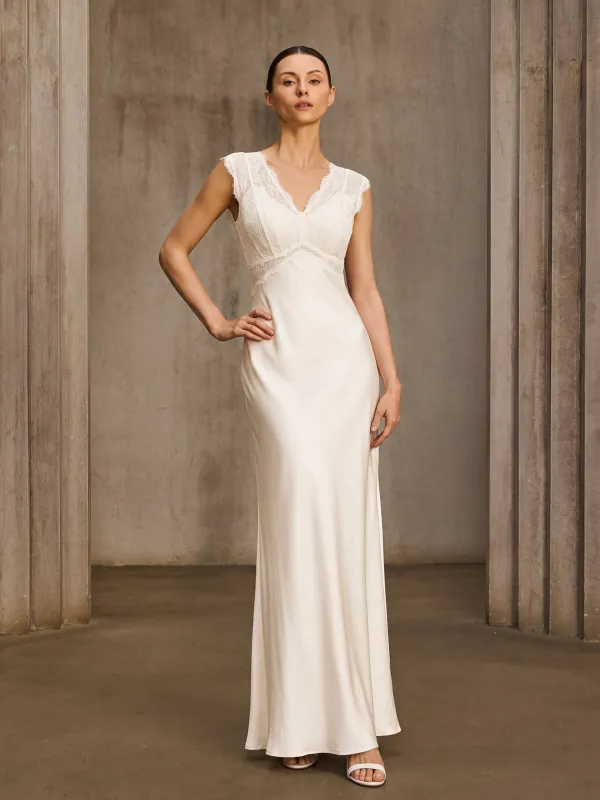 Emelyn V Neck Lace Maxi Dress made by Mew Mews