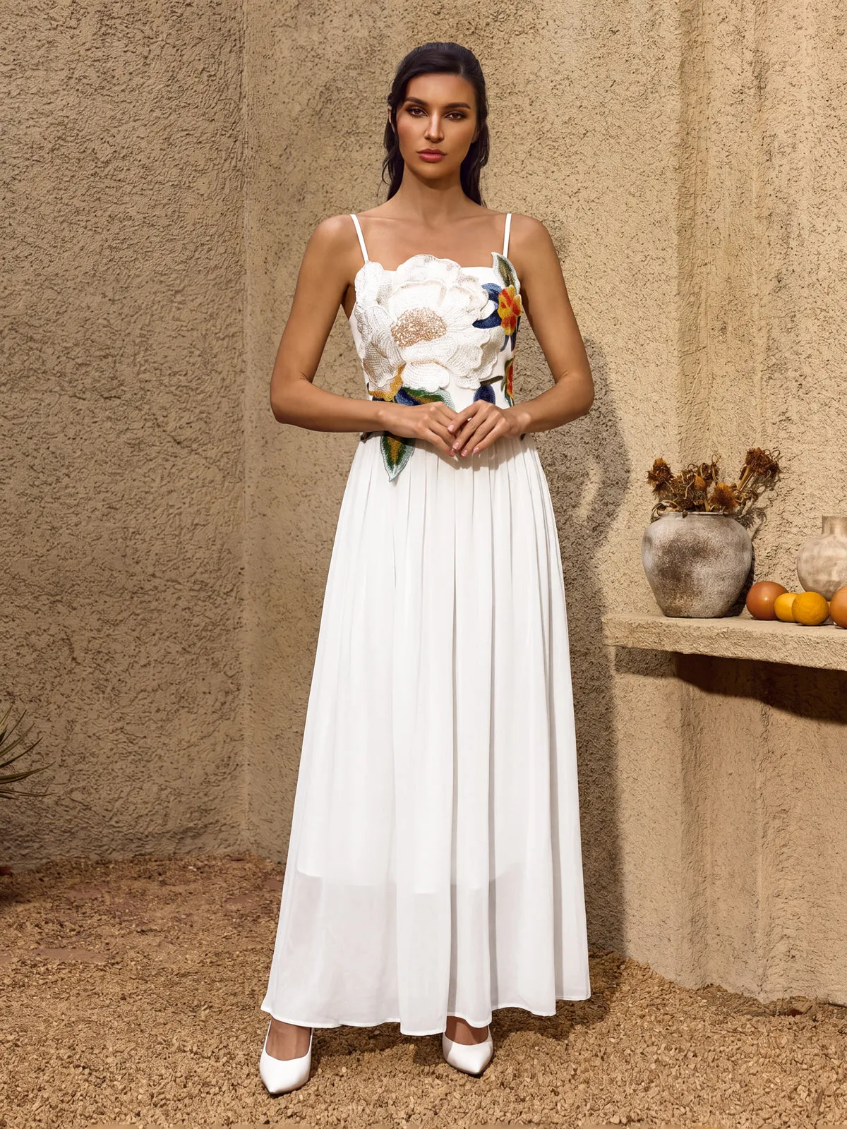 Noryxel Spaghetti Flower Maxi Dress sold by Mew Mews