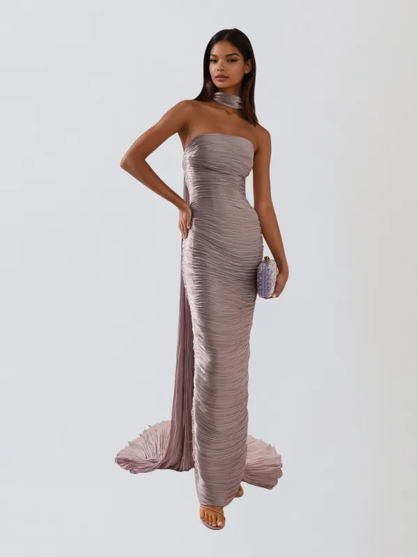 Bravexia Cape Ruched Maxi Dress made by Mew Mews
