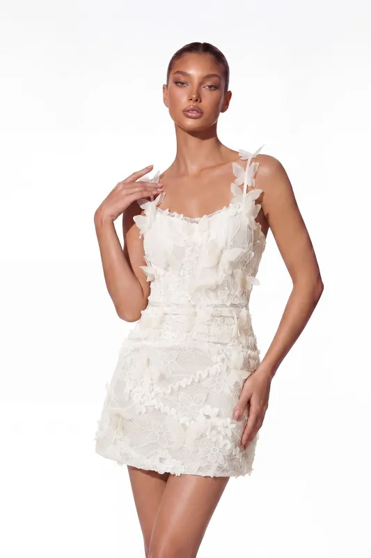Uraveth Lace Floral Butterfly Mini Dress made by Mew Mews