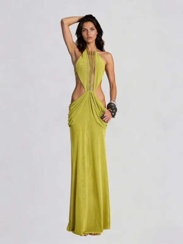 Fervik Backless Draped Maxi Dress made by Mew Mews