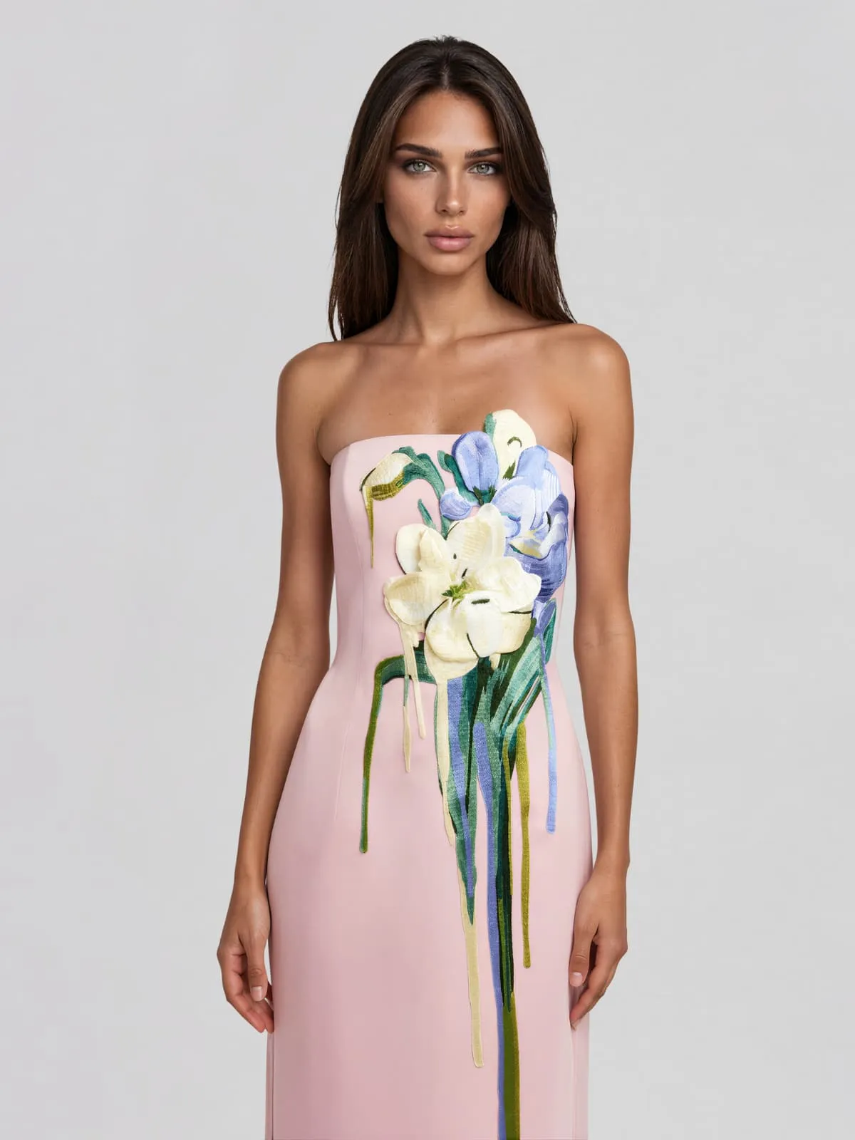 Luvric Strapless Flower Maxi Dress sold by Mew Mews product image thumbnail 4