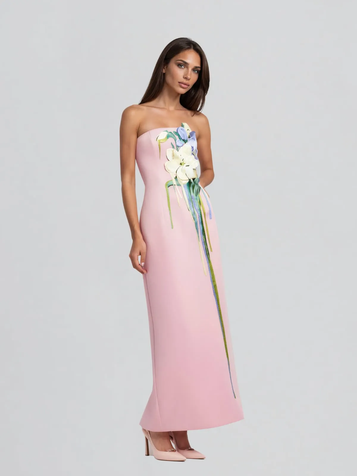 Luvric Strapless Flower Maxi Dress sold by Mew Mews product image thumbnail 2