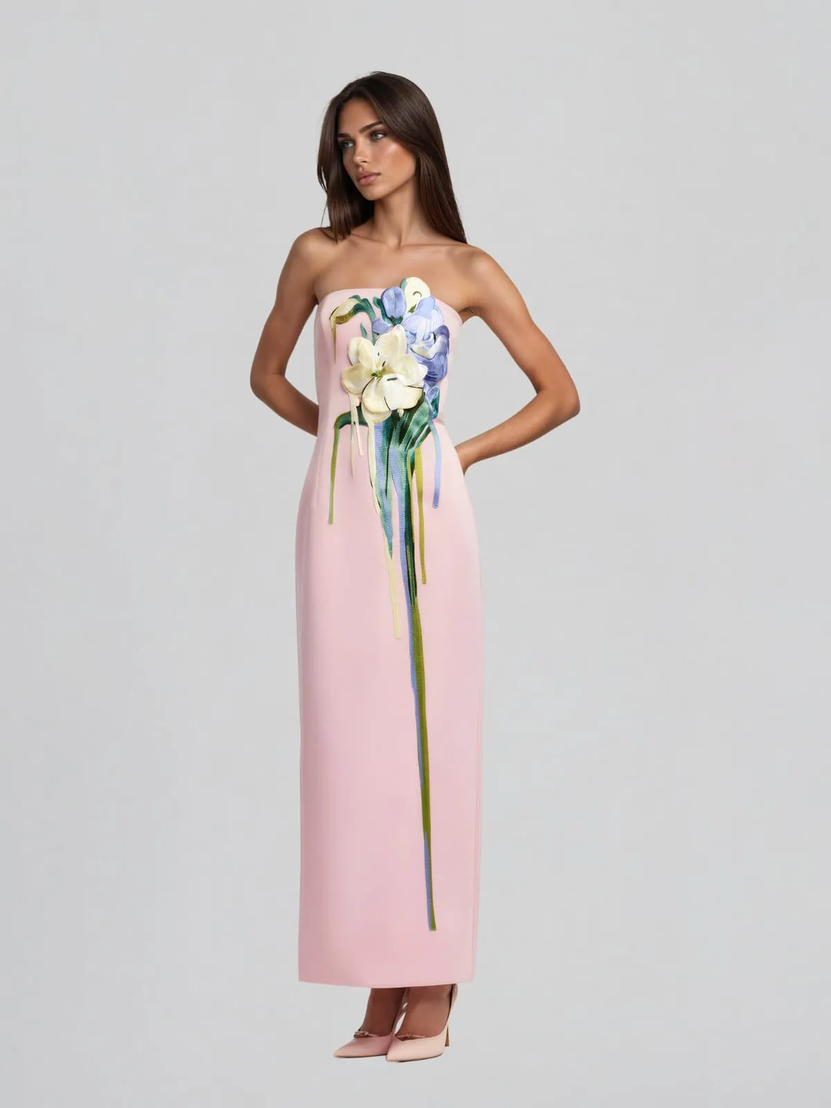 Luvric Strapless Flower Maxi Dress sold by Mew Mews product image thumbnail 3