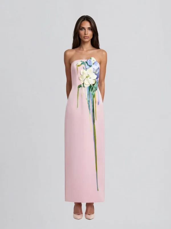 Luvric Strapless Flower Maxi Dress made by Mew Mews