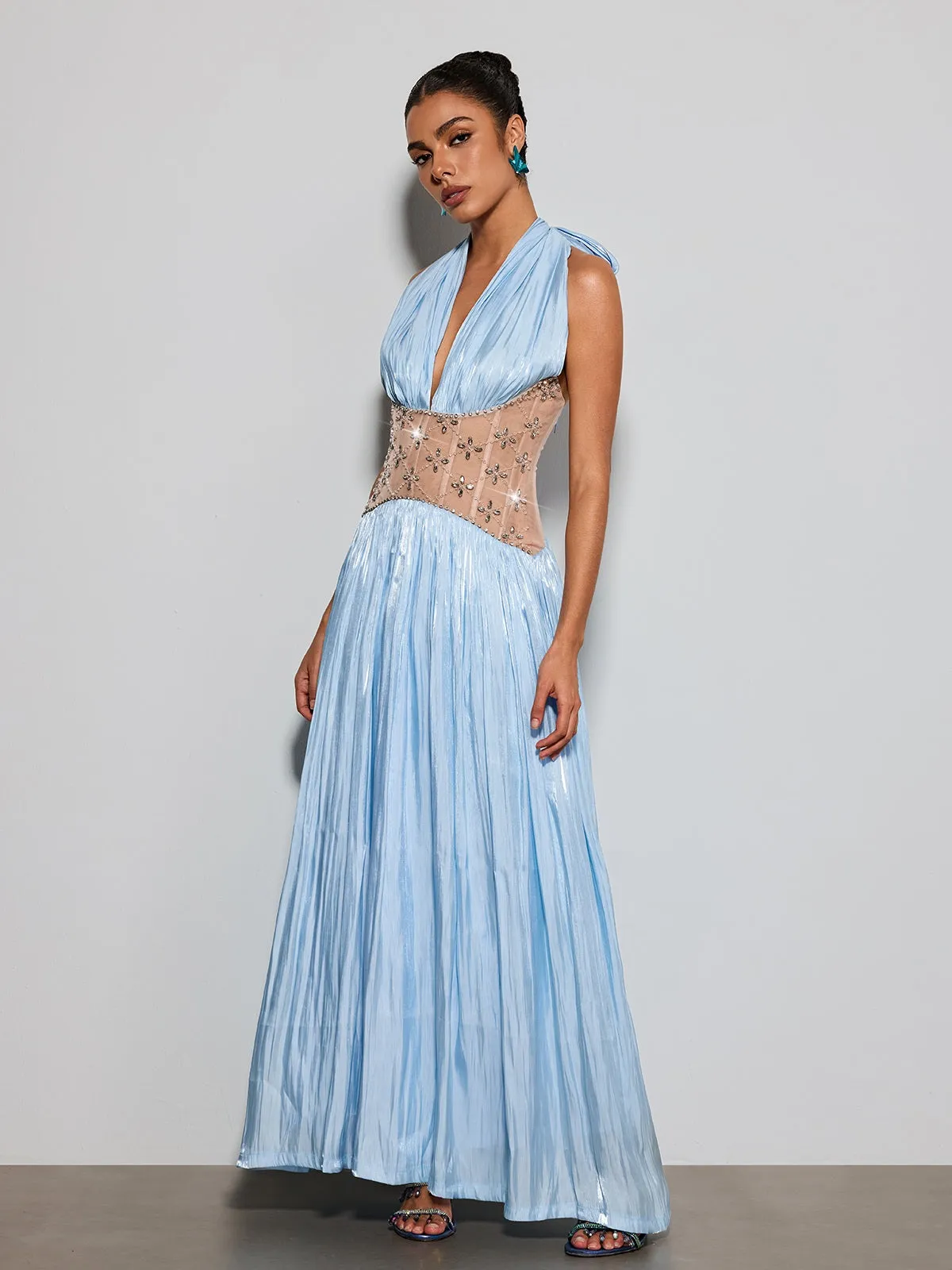 Delvion Halterneck Rhinestone Maxi Dress sold by Mew Mews product image thumbnail 3