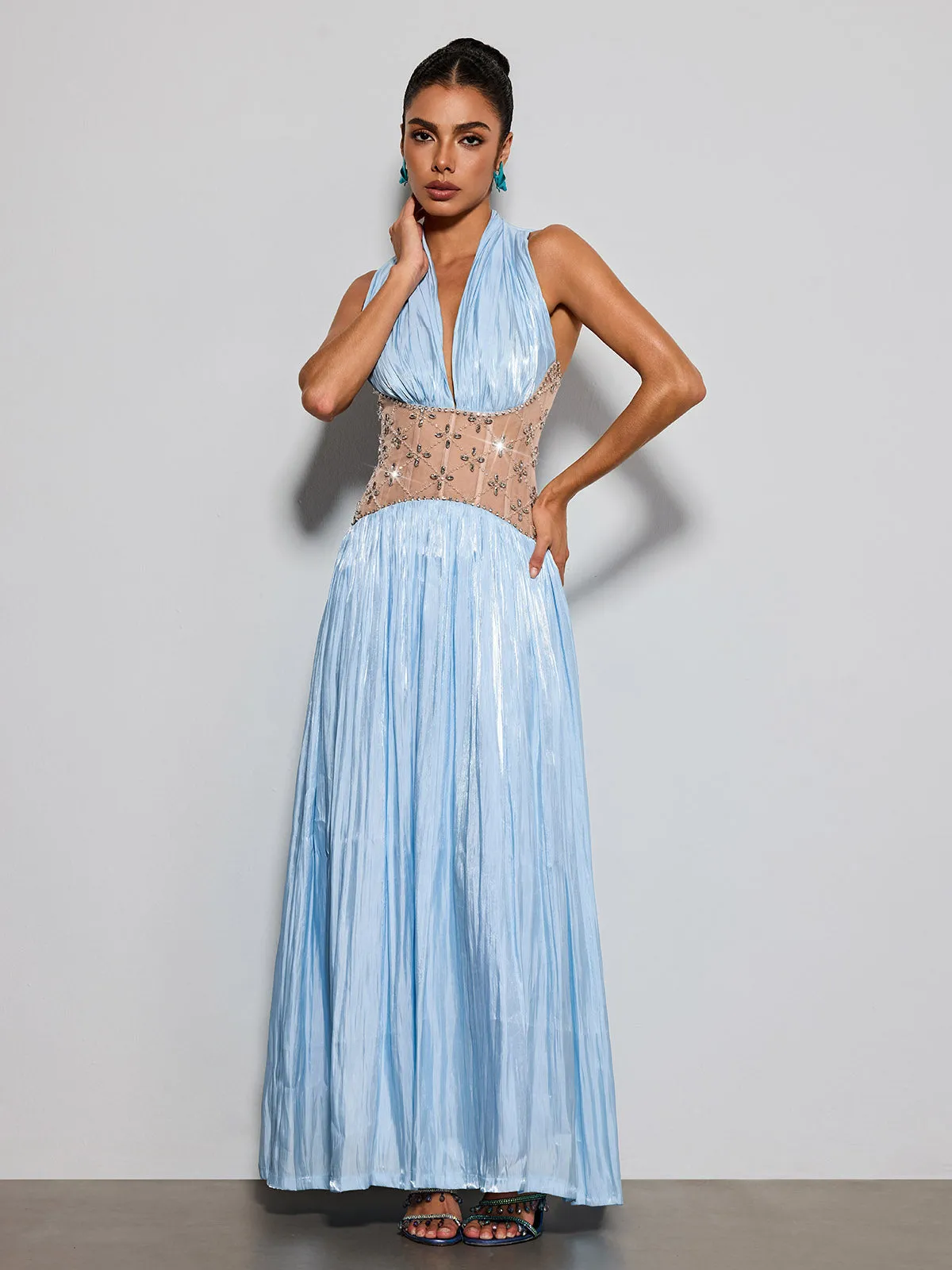 Delvion Halterneck Rhinestone Maxi Dress sold by Mew Mews product image thumbnail 2