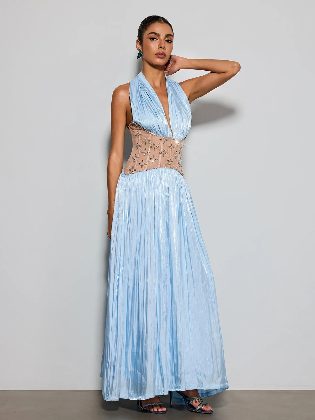 Delvion Halterneck Rhinestone Maxi Dress sold by Mew Mews product image thumbnail 4