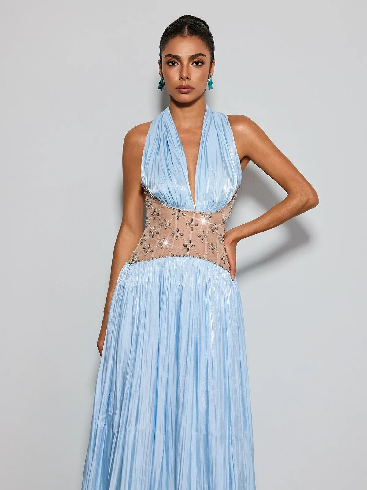 Delvion Halterneck Rhinestone Maxi Dress sold by Mew Mews product image thumbnail 5