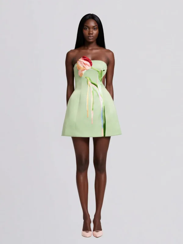 Luvric Strapless Flower Mini Dress made by Mew Mews