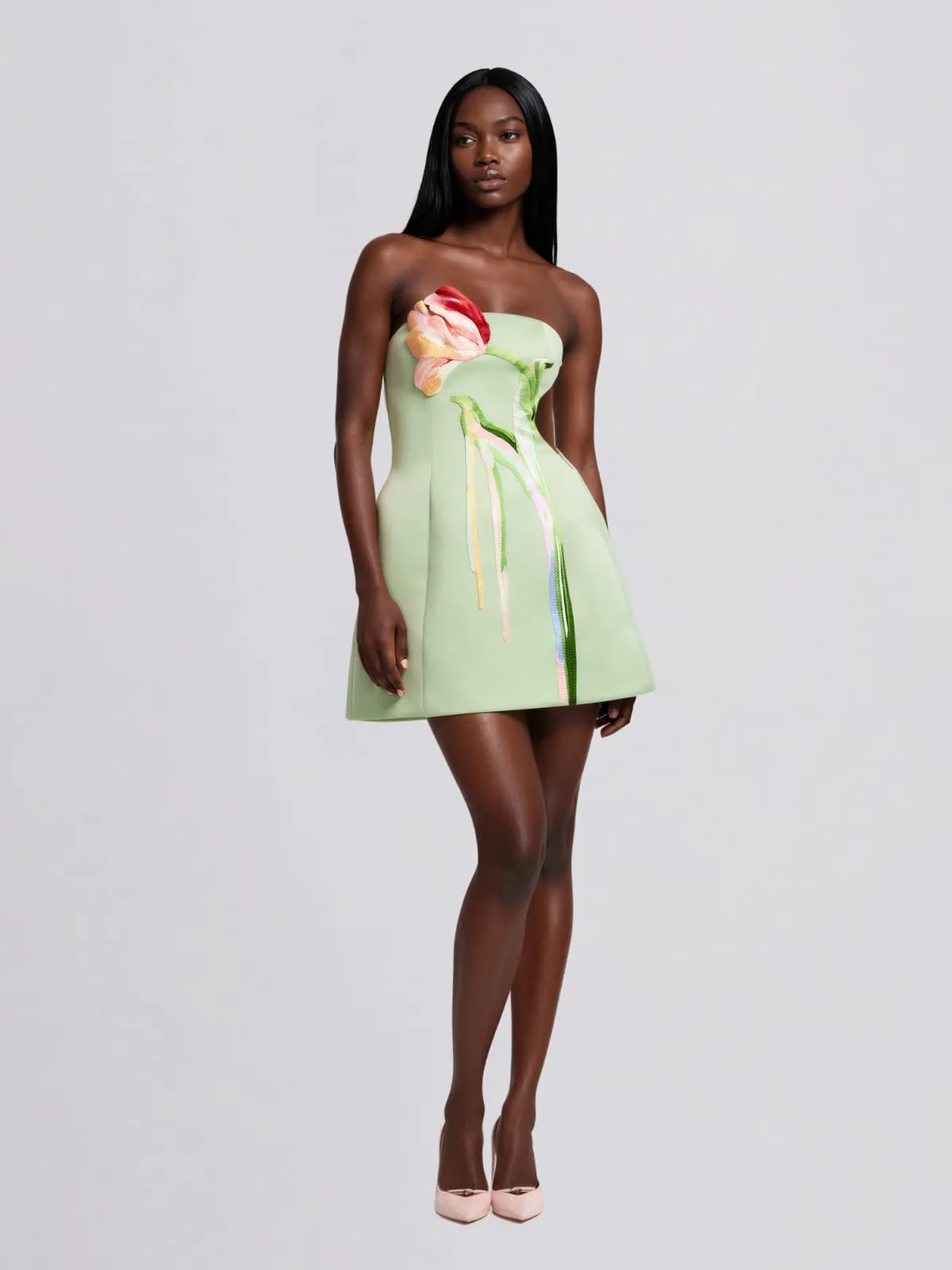 Luvric Strapless Flower Mini Dress sold by Mew Mews product image thumbnail 2