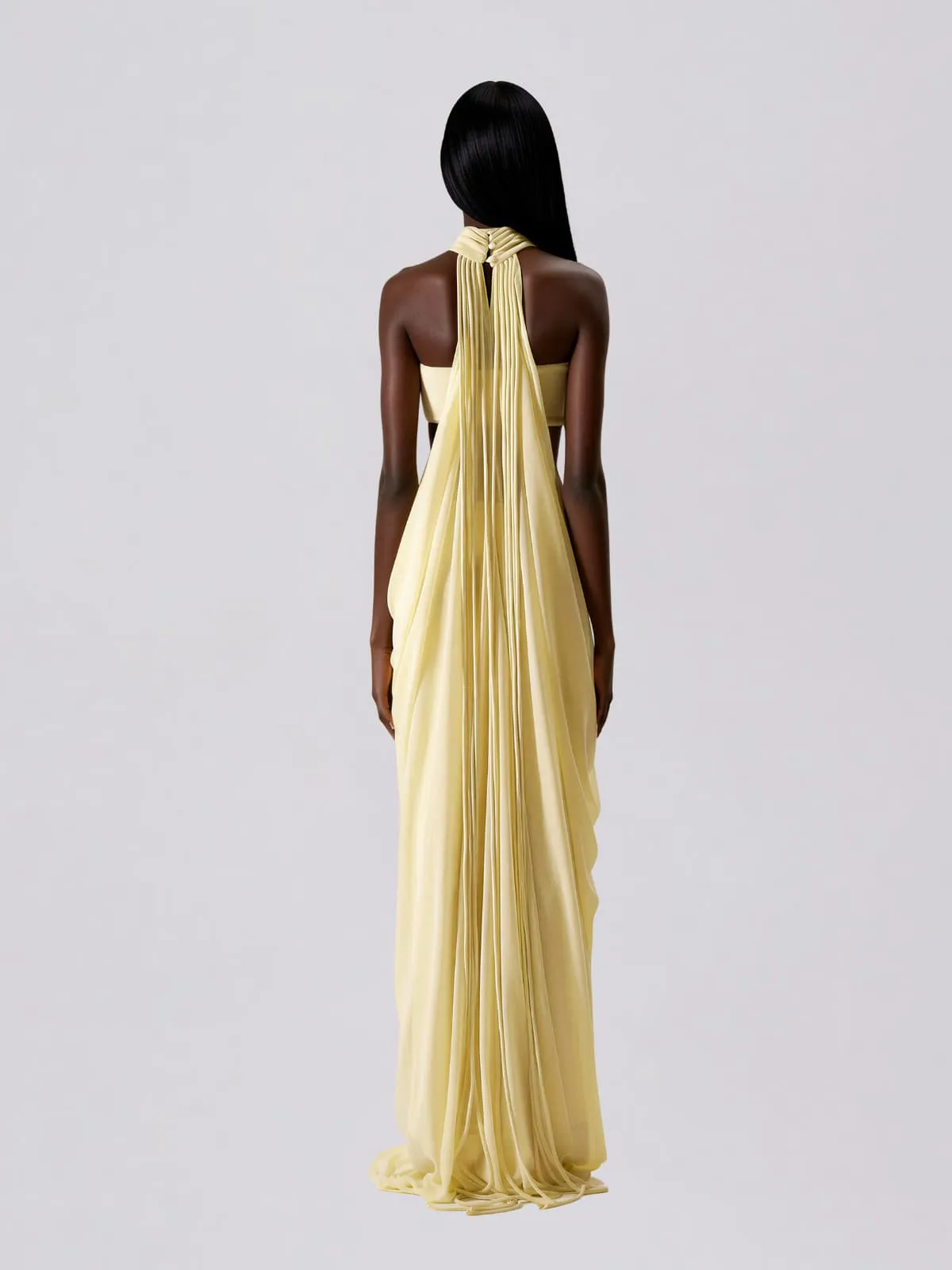 Layric Halterneck Draped Skirt Set In Butter Yellow sold by Mew Mews product image thumbnail 4