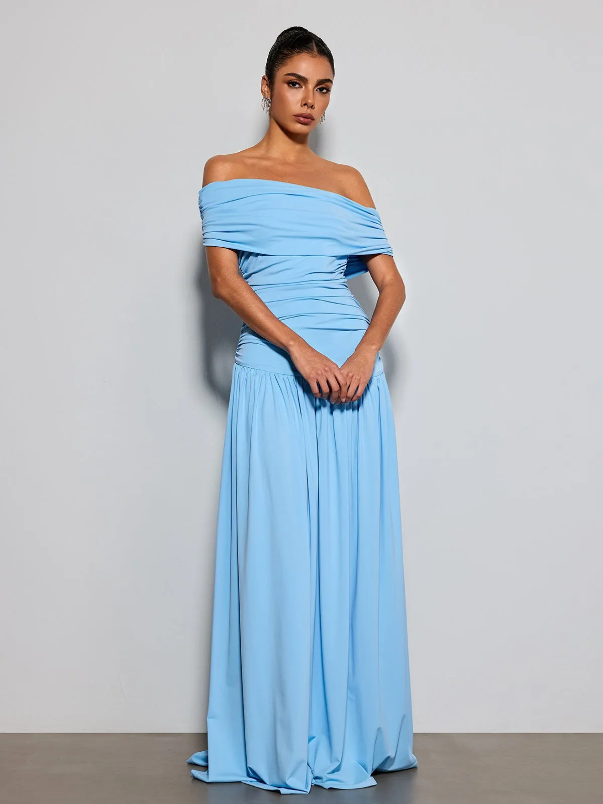 Etsuko Off Shoulder Ruched Maxi Dress sold by Mew Mews product image thumbnail 4