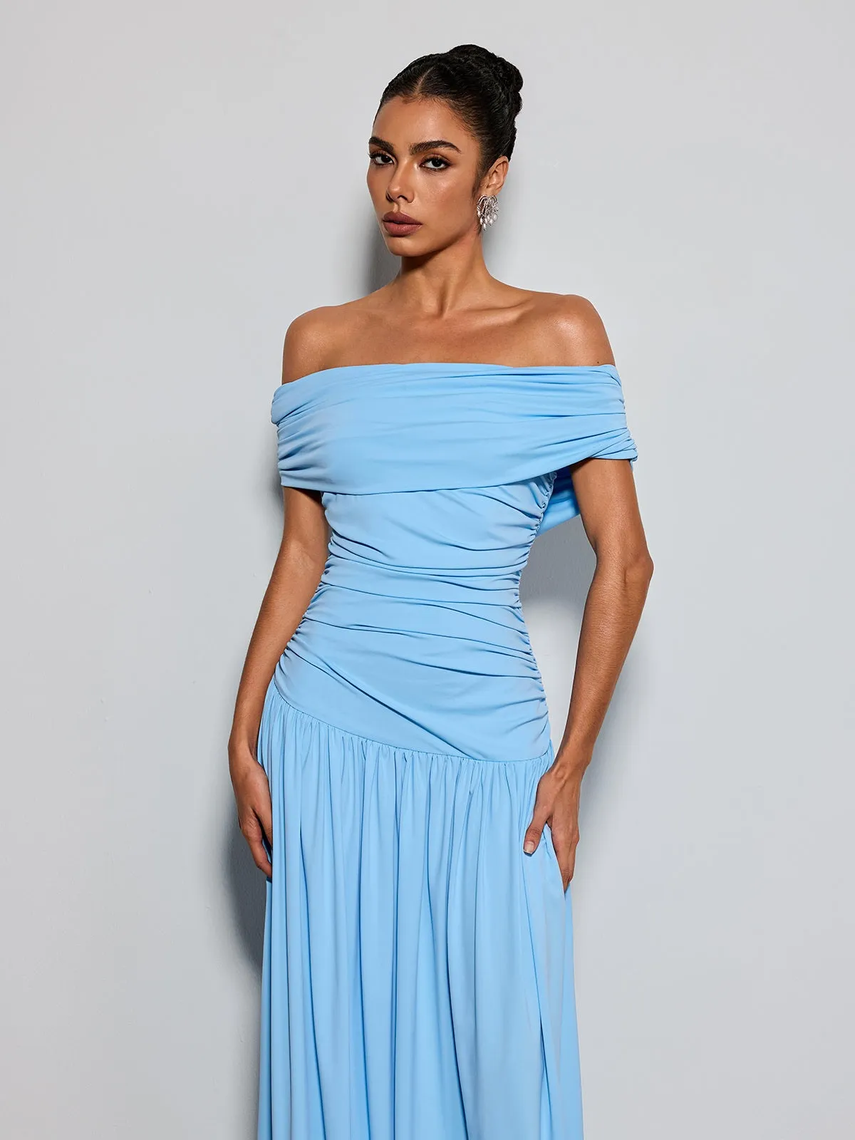 Etsuko Off Shoulder Ruched Maxi Dress sold by Mew Mews product image thumbnail 5