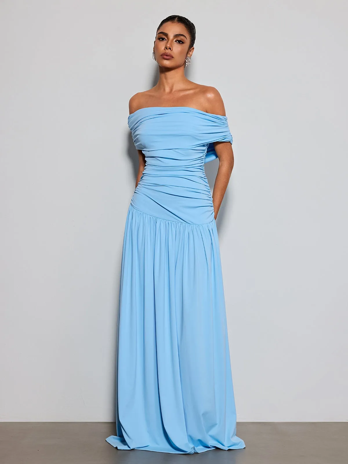 Etsuko Off Shoulder Ruched Maxi Dress sold by Mew Mews product image thumbnail 2