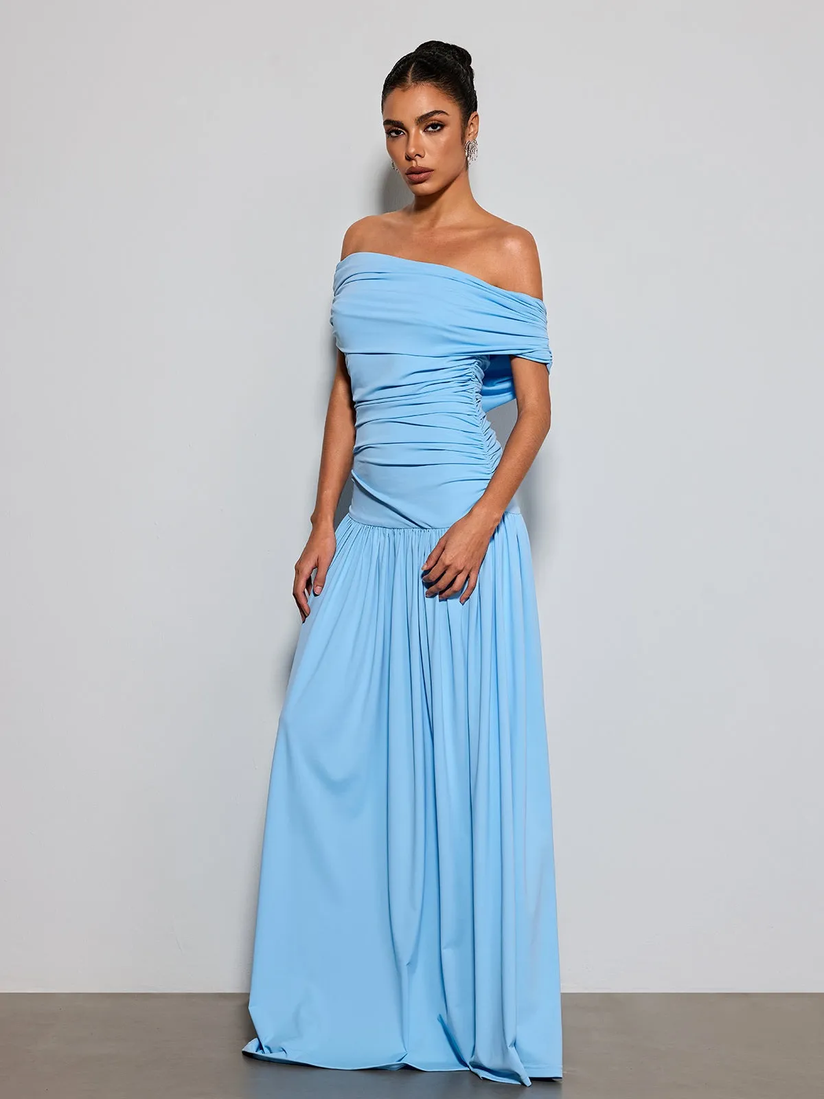 Etsuko Off Shoulder Ruched Maxi Dress sold by Mew Mews product image thumbnail 3