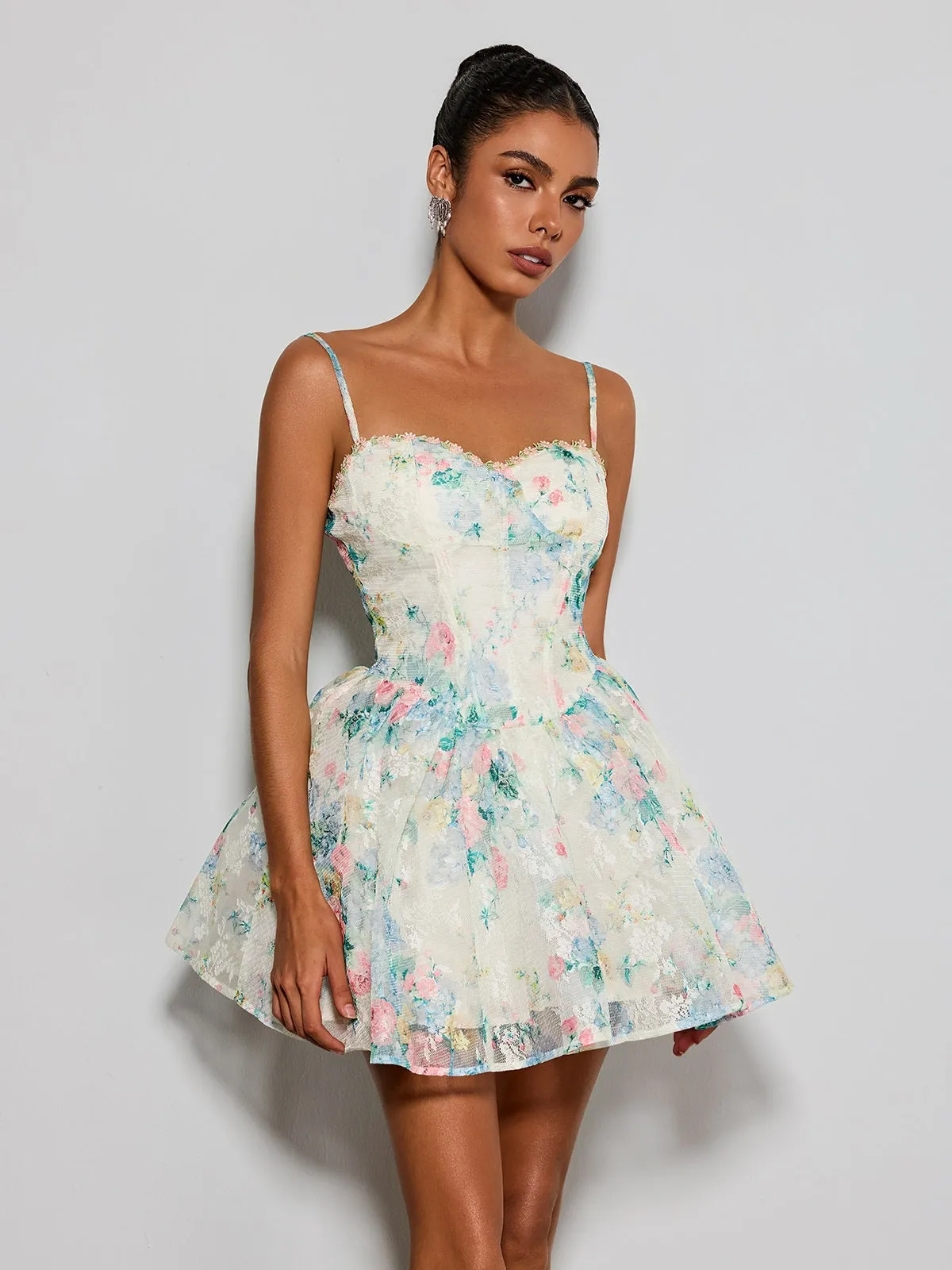 Estera Spaghetti Floral Printed Mini Dress sold by Mew Mews product image thumbnail 5