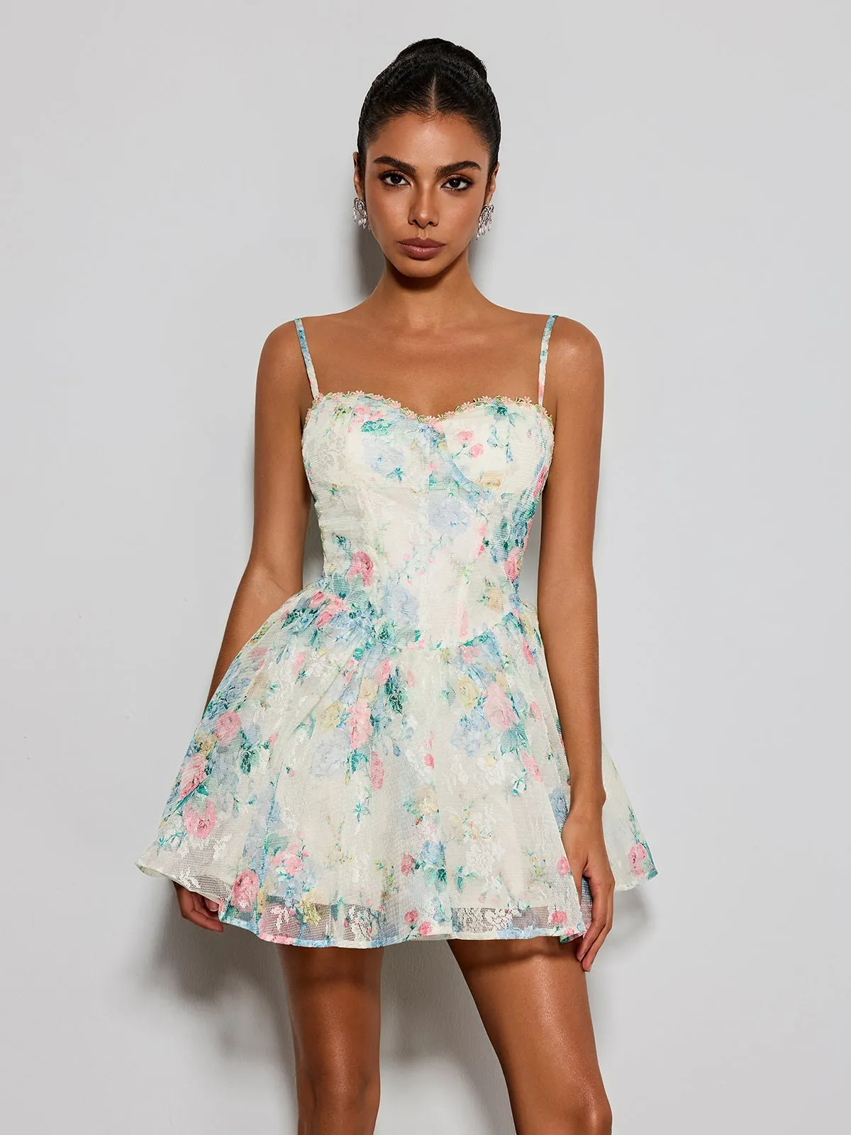 Estera Spaghetti Floral Printed Mini Dress sold by Mew Mews product image thumbnail 3