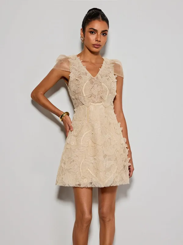 Bravik V Neck Flower Mini Dress made by Mew Mews