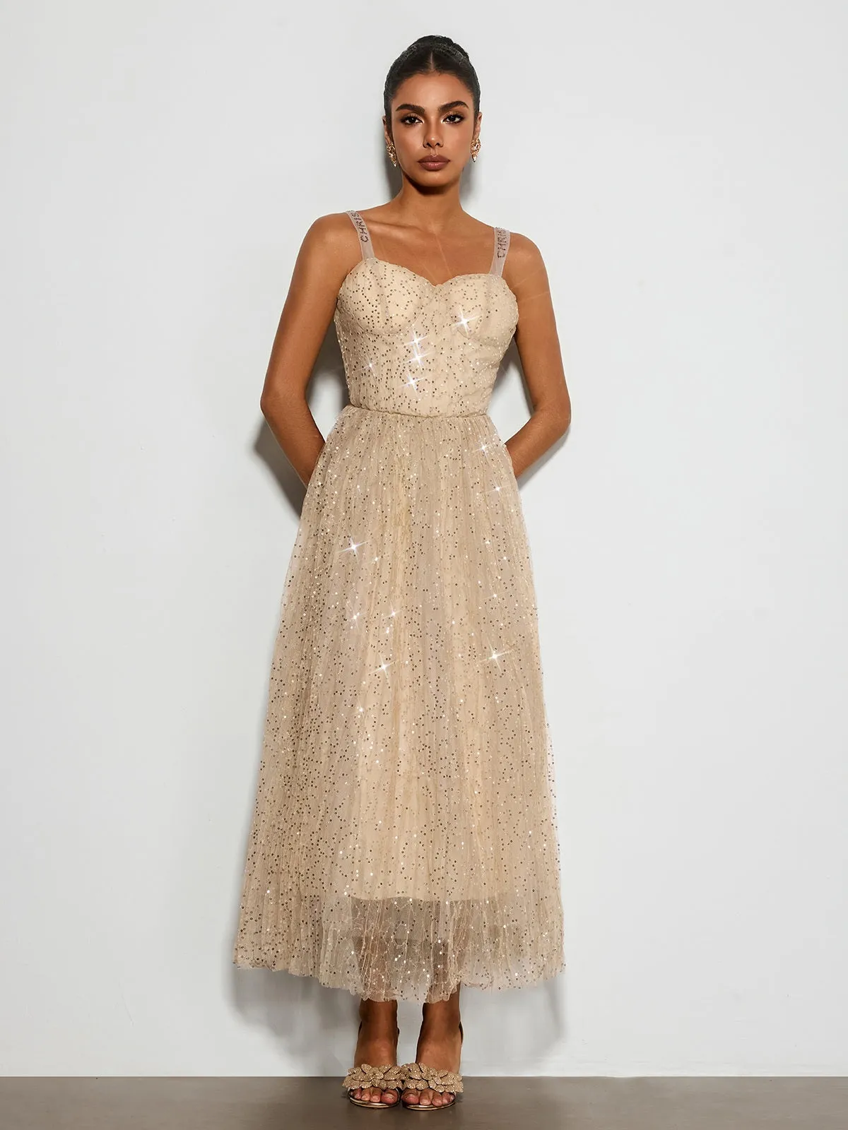 Belyric Mesh Sequin Flared Maxi Dress sold by Mew Mews product image thumbnail 3