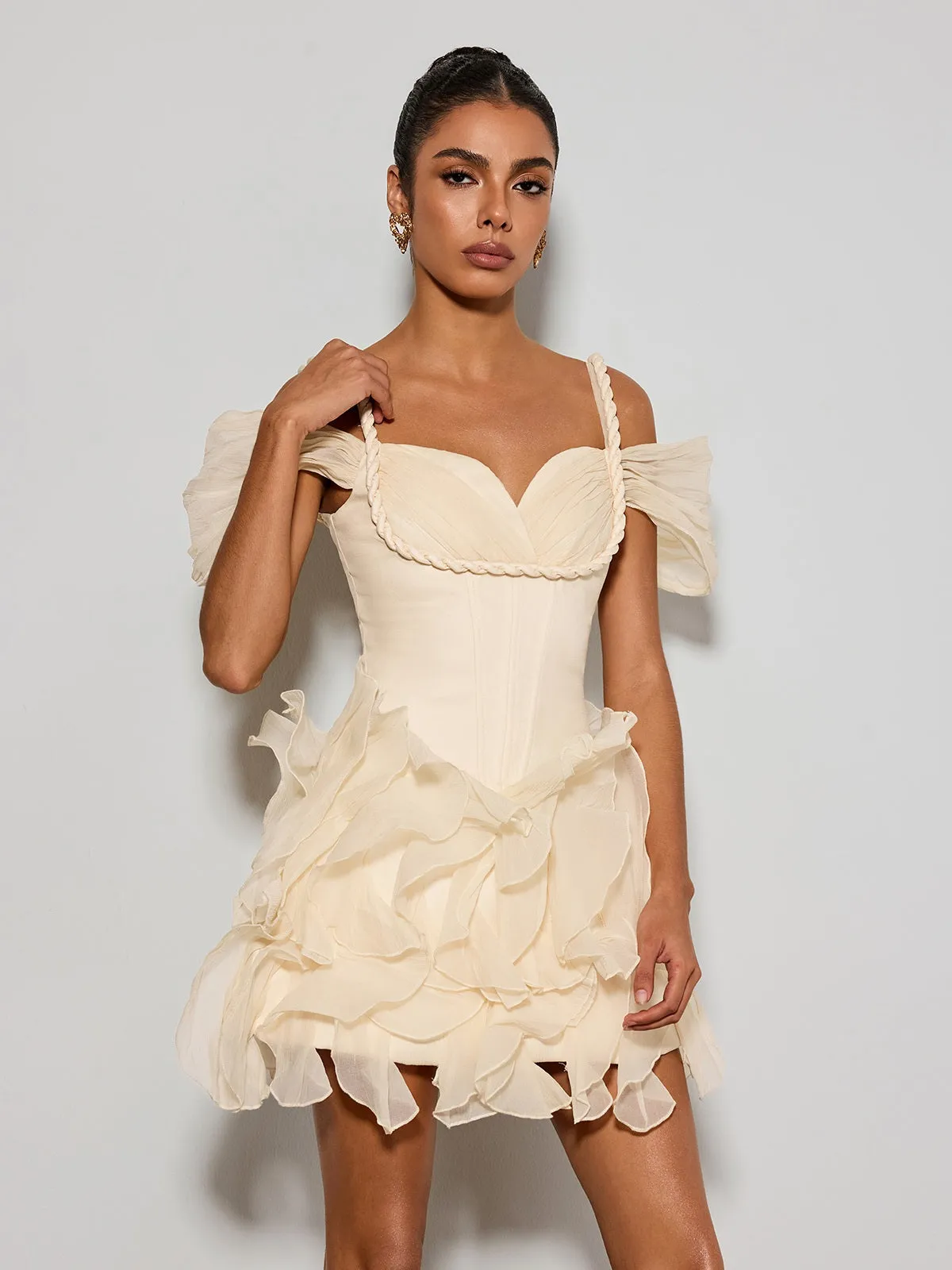 Althero Off Shoulder Ruffle Mini Dress sold by Mew Mews product image thumbnail 5