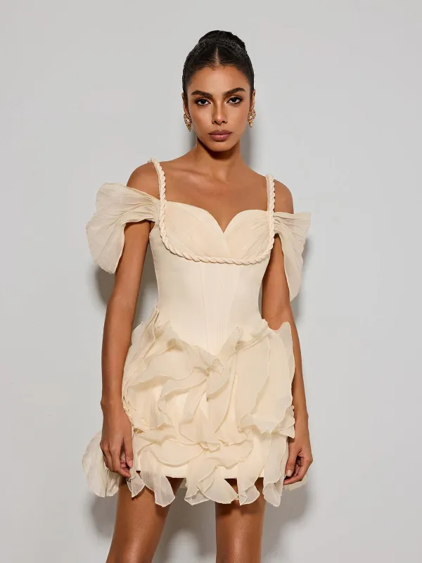 Althero Off Shoulder Ruffle Mini Dress made by Mew Mews