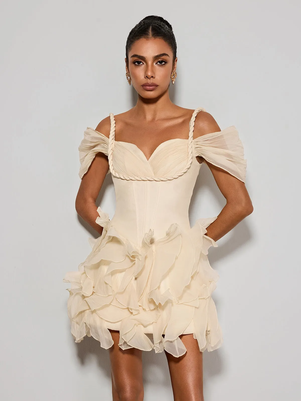 Althero Off Shoulder Ruffle Mini Dress sold by Mew Mews product image thumbnail 4