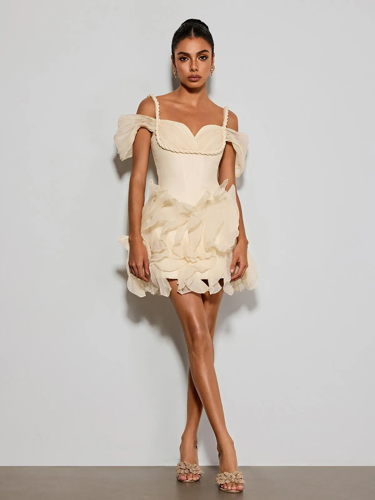 Althero Off Shoulder Ruffle Mini Dress sold by Mew Mews product image thumbnail 3