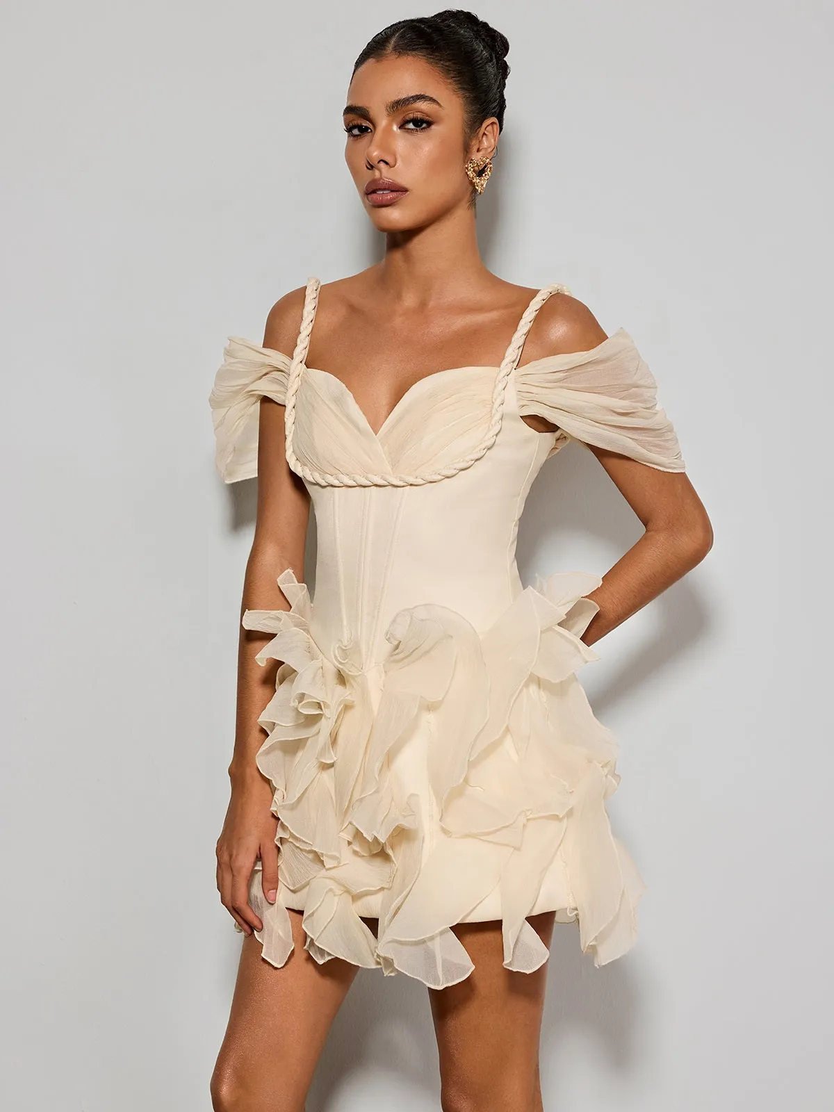 Althero Off Shoulder Ruffle Mini Dress sold by Mew Mews product image thumbnail 2