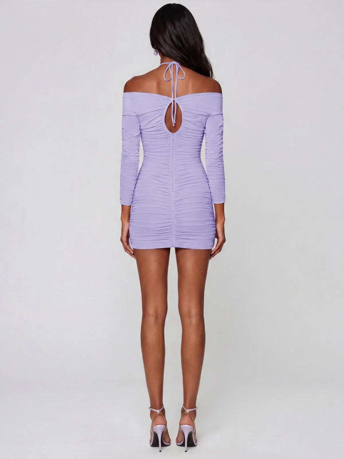 Ivonar Off Shoulder Ruched Flower Mini Dress sold by Mew Mews product image thumbnail 3