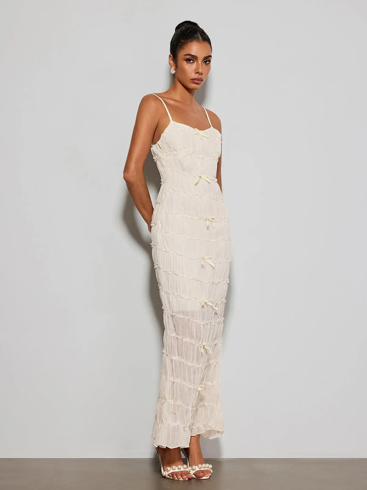 Caelveth Spaghetti Ruched Maxi Dress sold by Mew Mews product image thumbnail 4