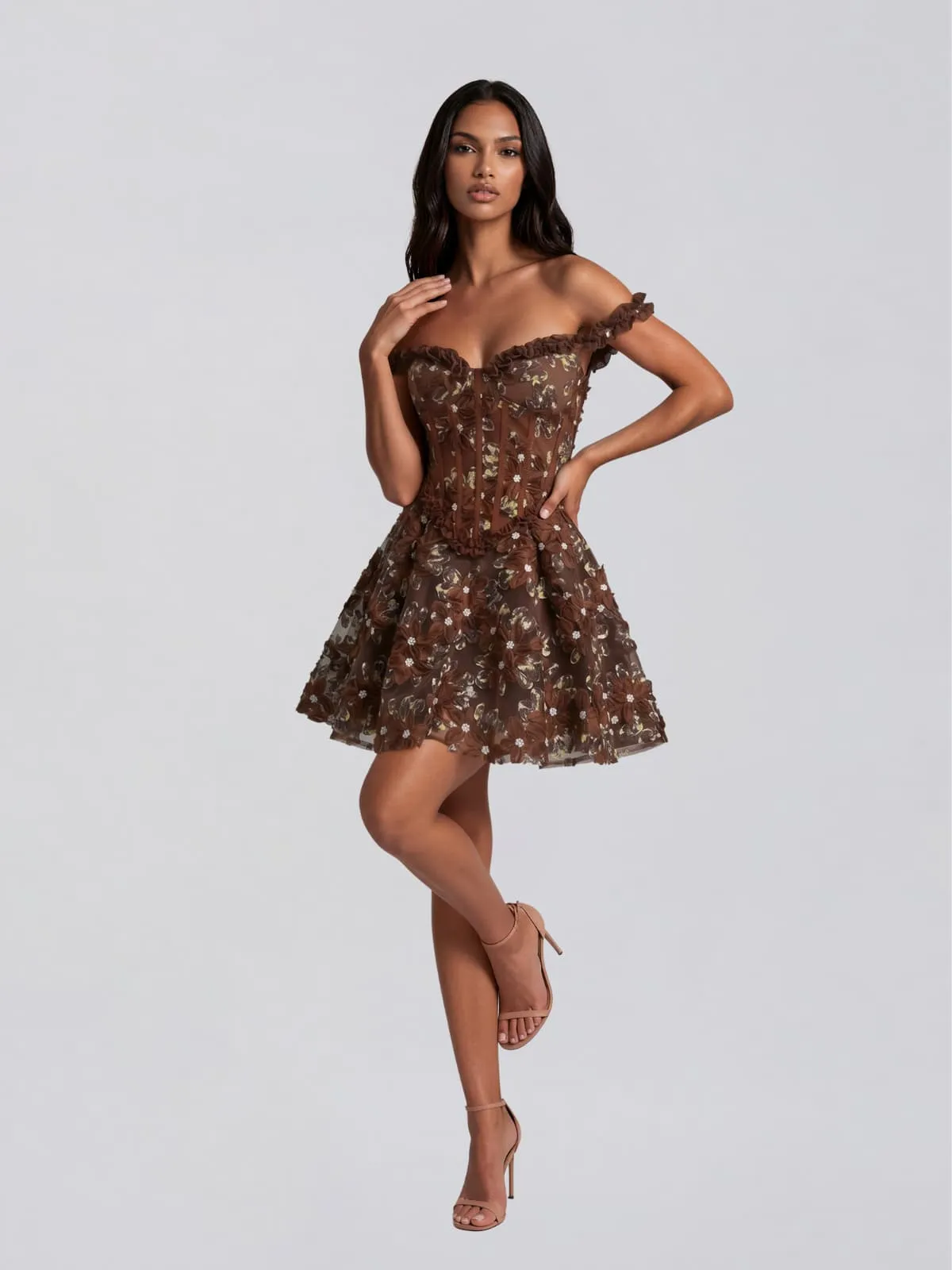 Jyvric Off Shoulder Flower Mini Dress sold by Mew Mews product image thumbnail 3