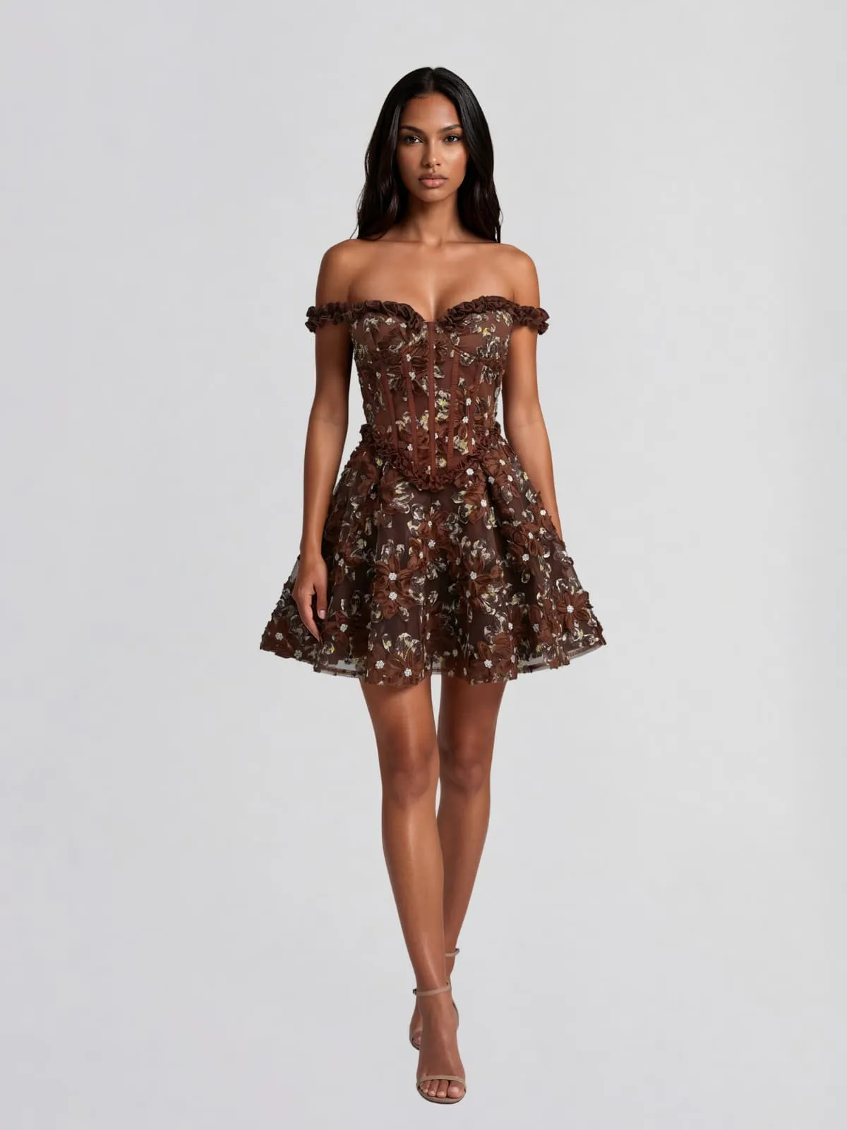 Jyvric Off Shoulder Flower Mini Dress sold by Mew Mews