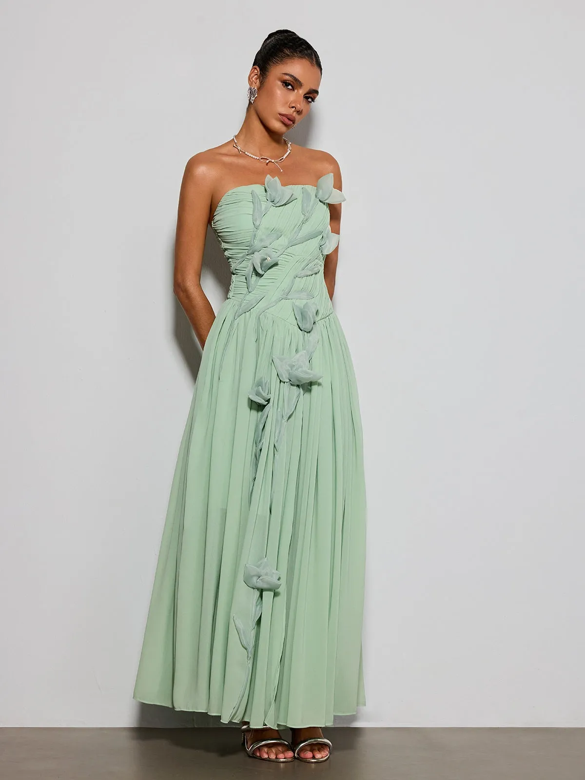 Rosary Strapless Flower Maxi Dress sold by Mew Mews product image thumbnail 2
