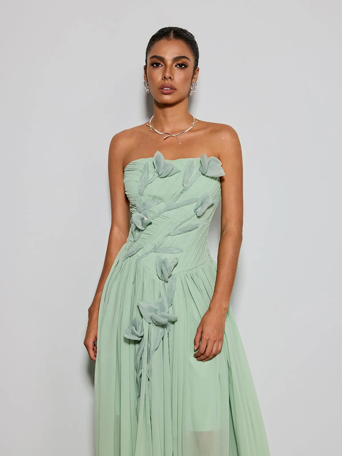 Rosary Strapless Flower Maxi Dress sold by Mew Mews product image thumbnail 5