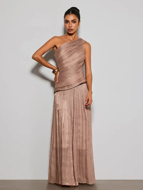 Ravelthor One Shoulder Ruched Maxi Dress made by Mew Mews