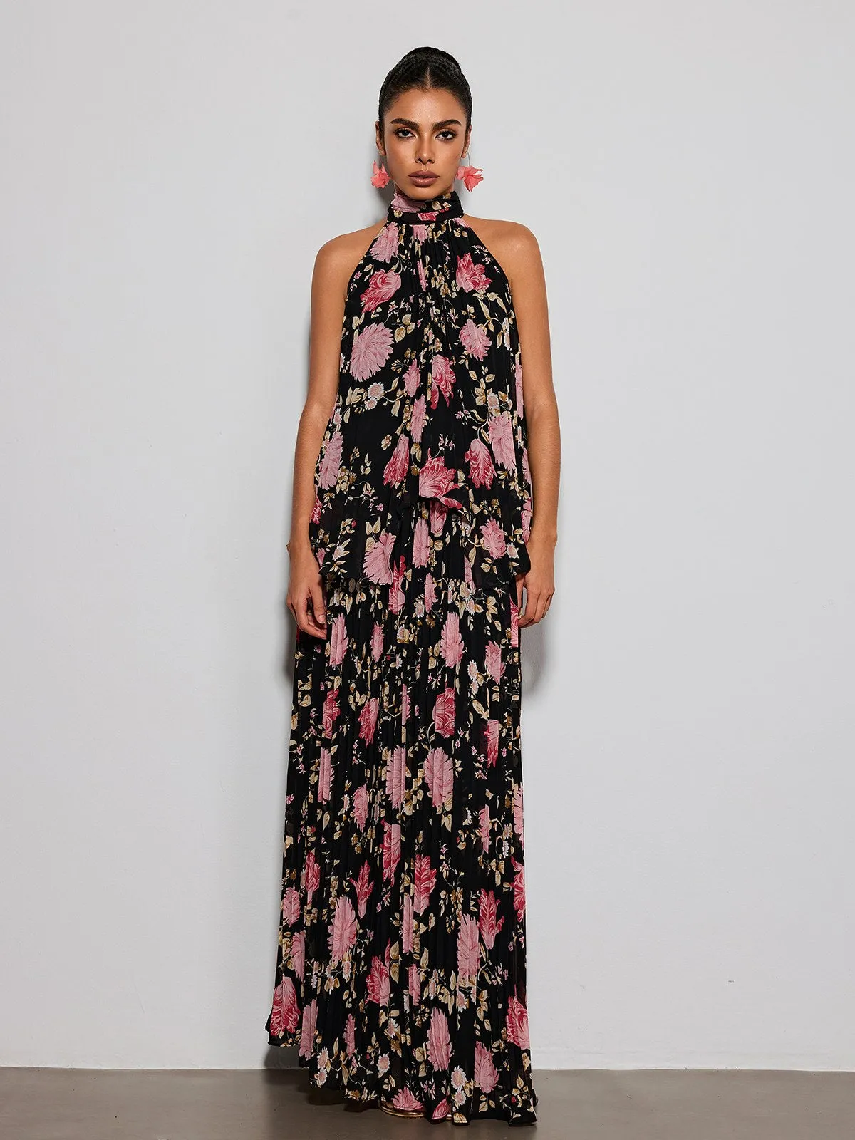 Erma Halterneck Floral Printed Maxi Dress sold by Mew Mews product image thumbnail 3