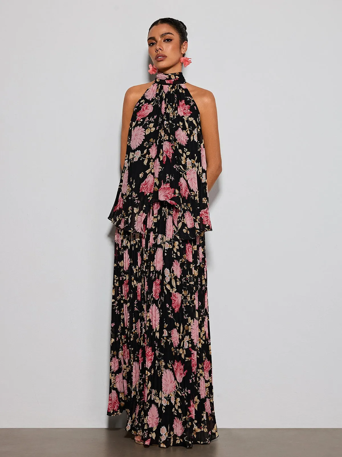 Erma Halterneck Floral Printed Maxi Dress sold by Mew Mews product image thumbnail 4