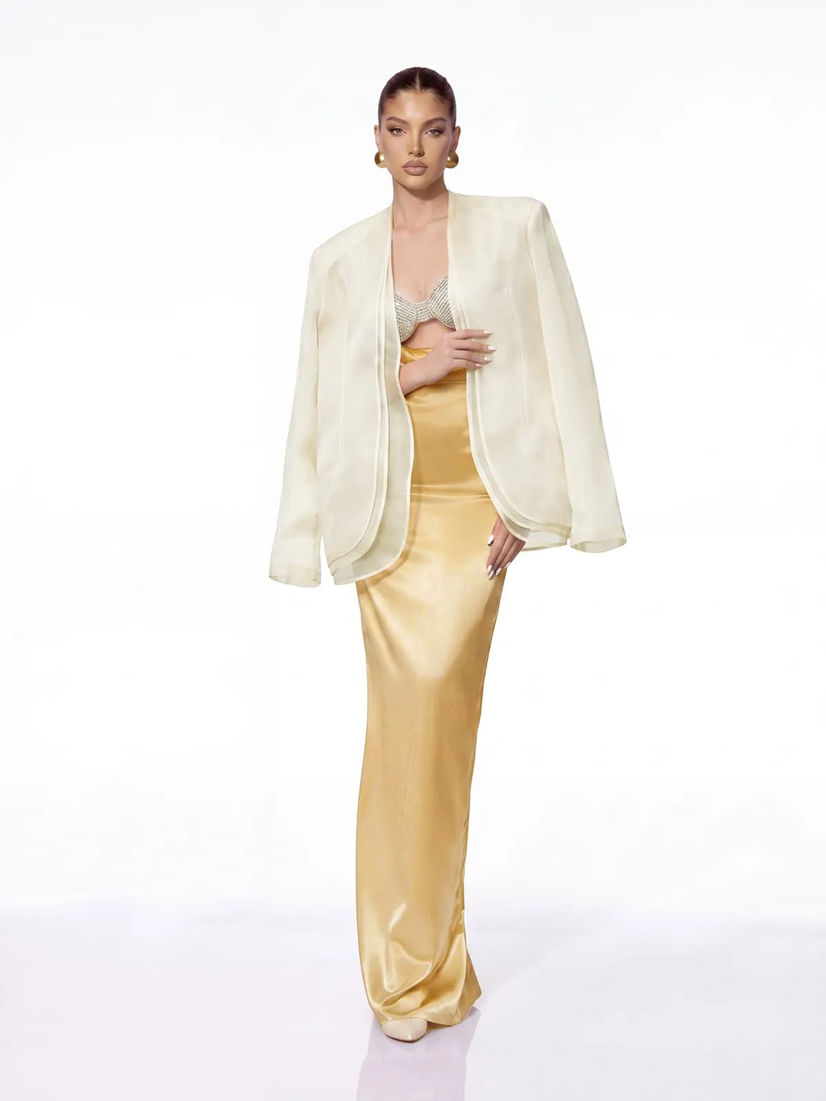 Evoryn Cowl Neck Satin Maxi Dress sold by Mew Mews product image thumbnail 2