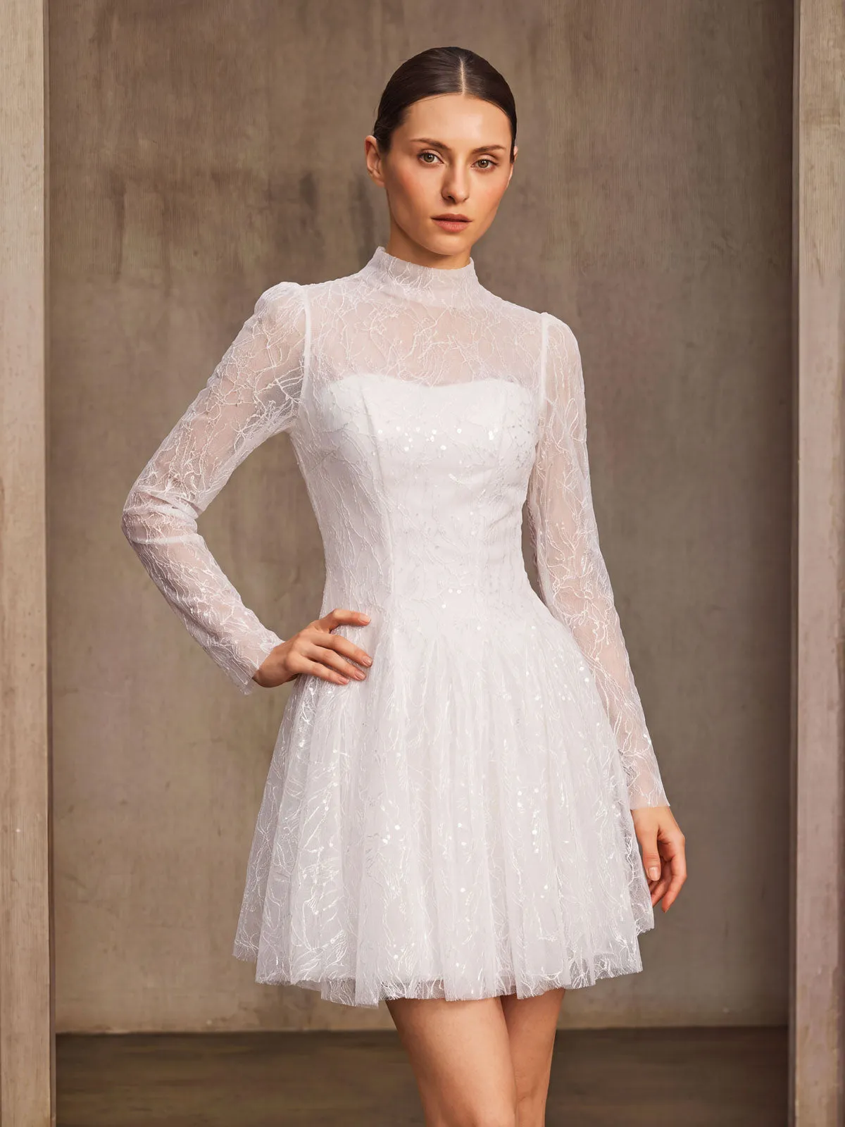 Weyloran Long Sleeve Lace Mini Dress sold by Mew Mews product image thumbnail 2