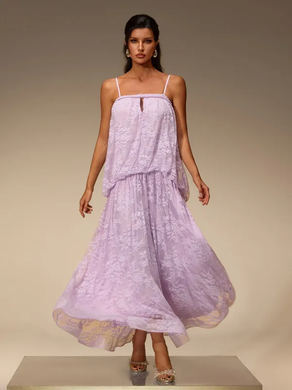 Zelvon Spaghetti Lace Maxi Dress made by Mew Mews
