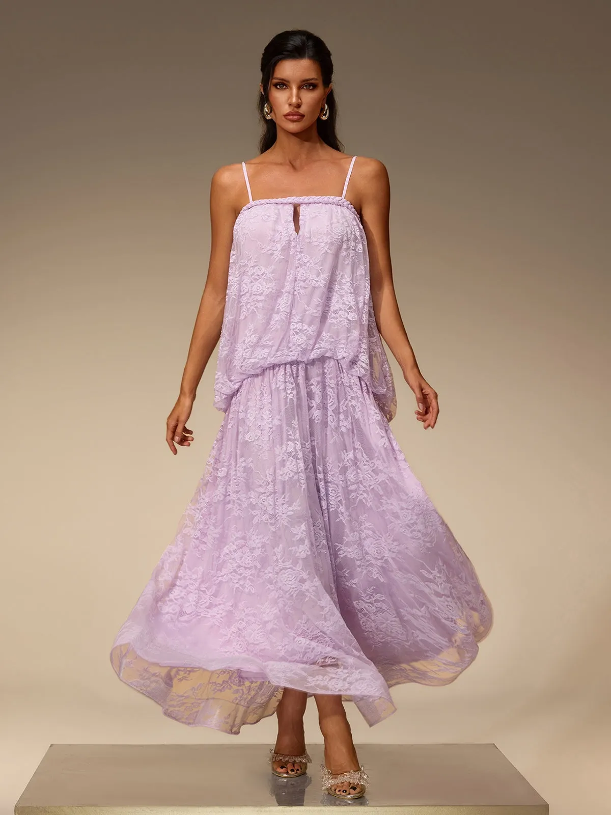 Zelvon Spaghetti Lace Maxi Dress sold by Mew Mews