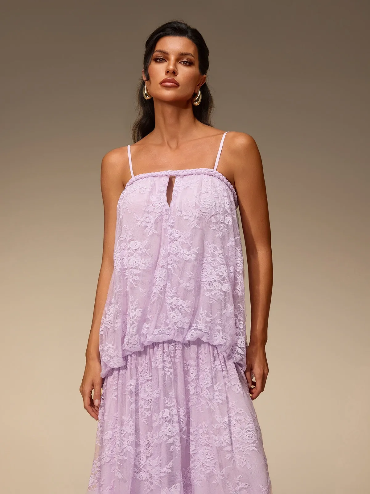 Zelvon Spaghetti Lace Maxi Dress sold by Mew Mews product image thumbnail 4