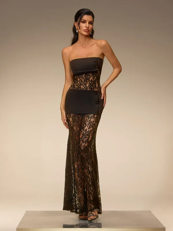 Euterpe Strapless Lace Maxi Dress made by Mew Mews