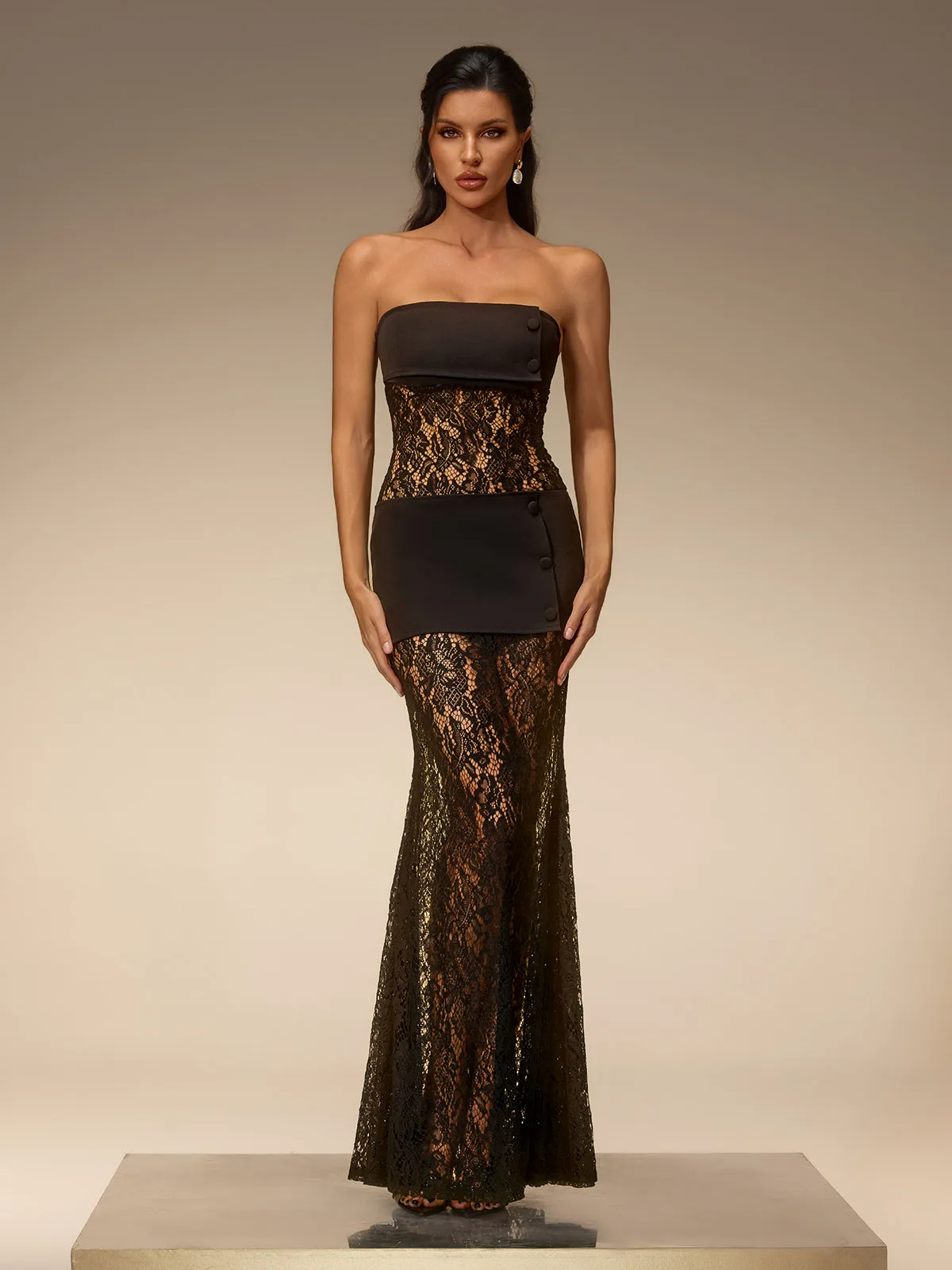Euterpe Strapless Lace Maxi Dress sold by Mew Mews product image thumbnail 5