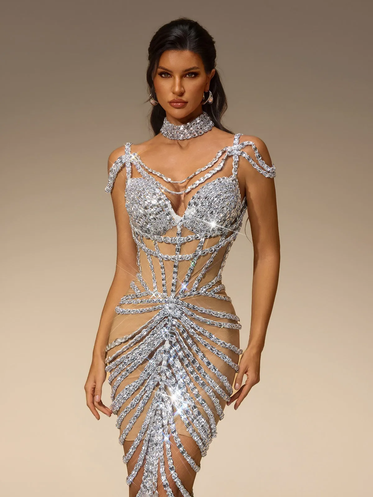 Lumera Sleeveless Crystal Maxi Dress sold by Mew Mews product image thumbnail 4
