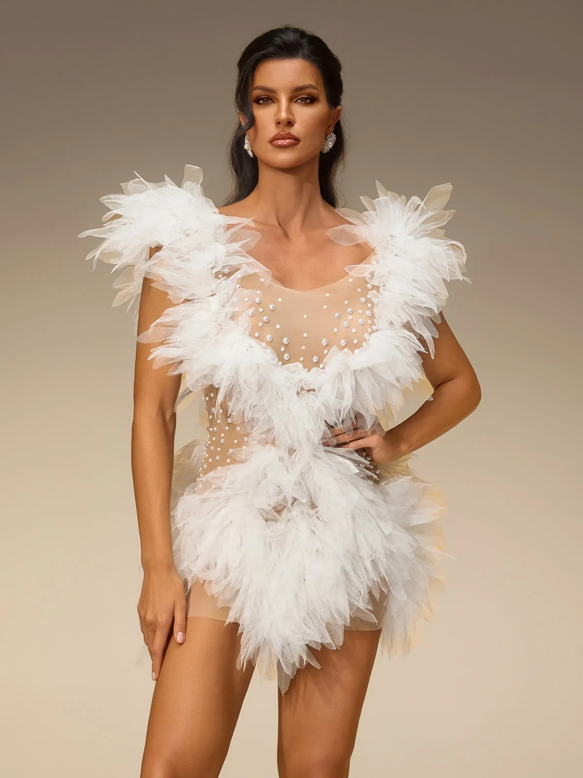 Cirevo Pearl Tulle Mini Dress sold by Mew Mews product image thumbnail 4