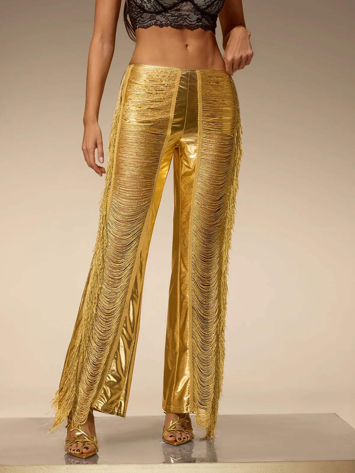 Ductia Fringe Metallic Pants sold by Mew Mews product image thumbnail 2