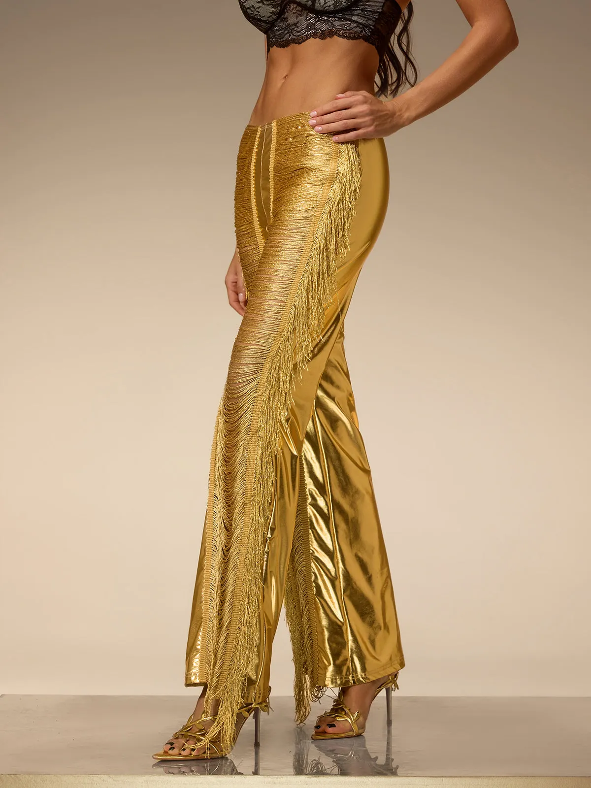 Ductia Fringe Metallic Pants sold by Mew Mews product image thumbnail 5
